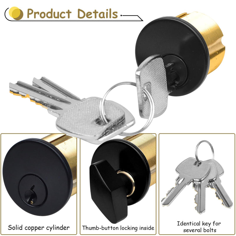 Commercial Mortise Door Lock, Storefront Door Lock with Key | 2 PCS Black Cylinder Lock Replacement, fits for Adams Rite