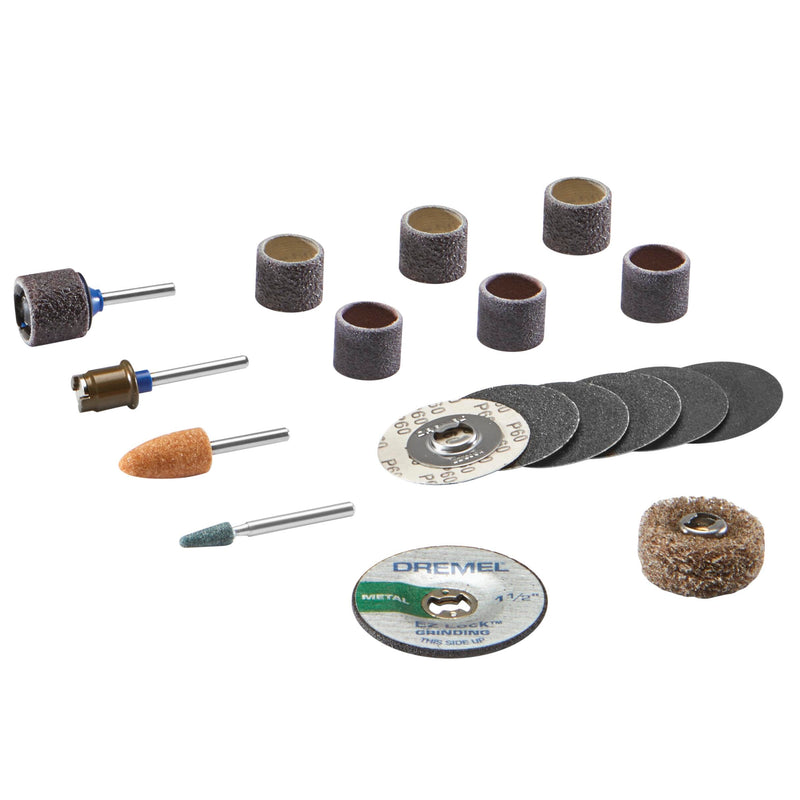 Dremel EZ727-01 EZ Lock Sanding & Grinding Rotary Tool Accessories Kit, 18-Piece Assorted Set - Perfect for Detail Sanding and Sharpening New Model