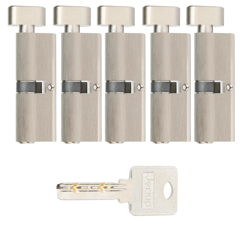 Group B 70mm(30/10/30) KEYED Alike (Multiple cylinders Sharing one Key) Copper Euro Profile Lock Cylinder with 3 Keys (dimple), Single Open, Satin Nickle, Anti-Rust, Corrosion Resistant