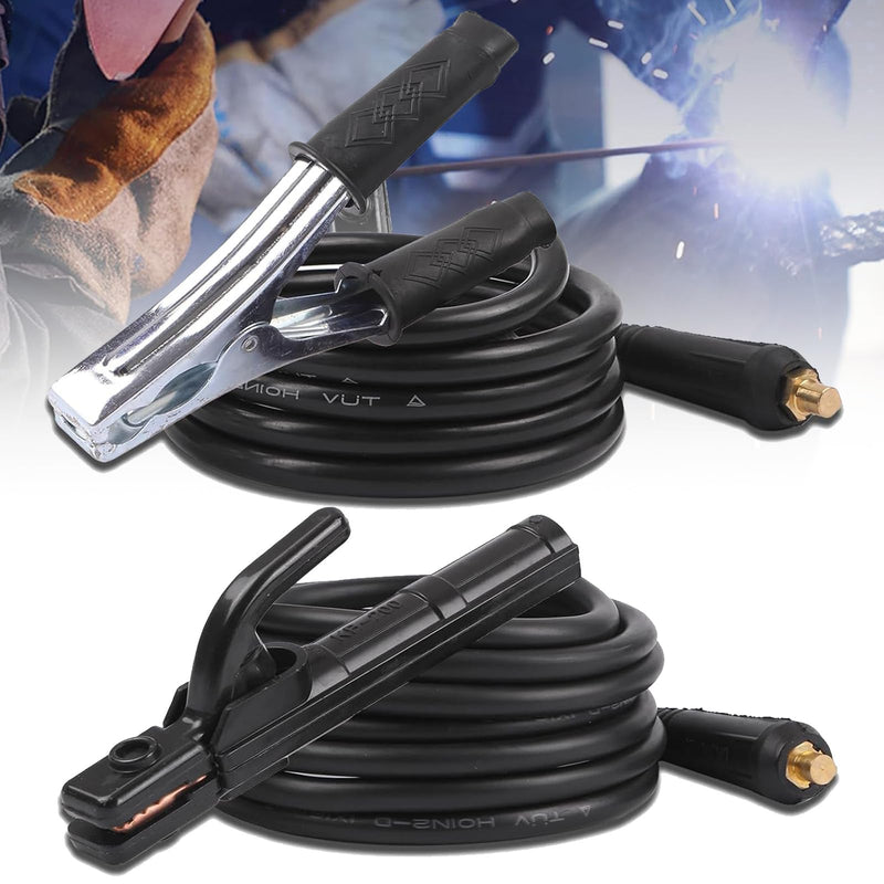 200A Welding Ground Clamp Welding Electrode Holder Set, Welding Cable Stick Electrode Holder with 10-25 Din Quick Plug, Heat Resistant Anti Slip Grip for ARC MMA MIG TIG Welders