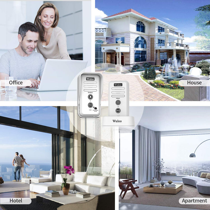 Wuloo Wireless Intercom Doorbell Chime for Home Intercomunicador (1&1-White) 1&1-White