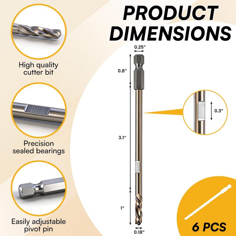 6 Pack CBB Replacement Cutter Bit Fit for HC1/HC2 Model, Specially Designed for Drilling Holes in Various Metal Sheets, High Carbon Steel, High Hardness
