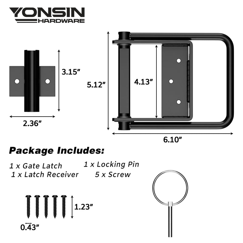Heavy Duty Gate Latch with Handle, Side-to-Side Swinging Barn Door Latch, Black Fence Gate Latch for Wooden Fence, Shed Door, Integrated Design