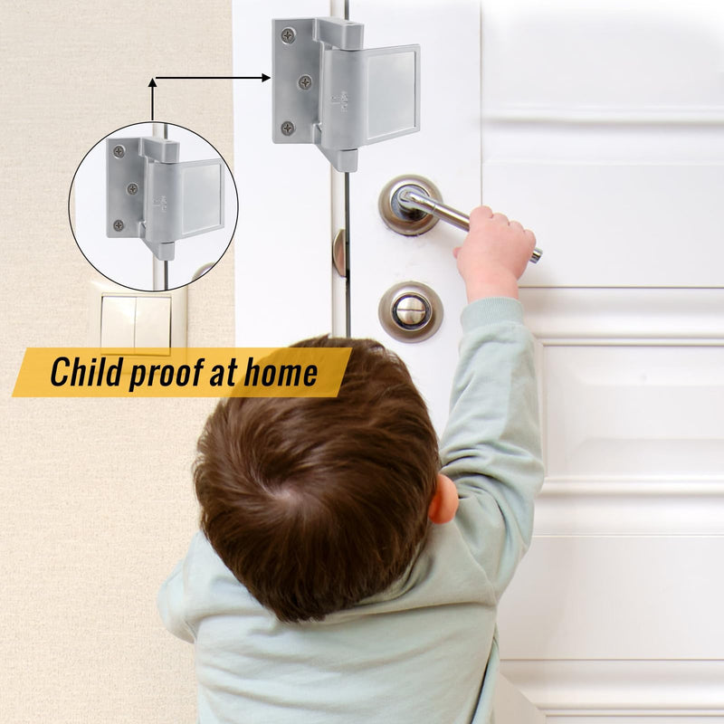 Door Security Lock Zinc Alloy, Door Lock Reinforcer Privacy Door Latch for in-Swinging Doors Extra High Resistance Home, 4pack Satin Nickel 4 Pack