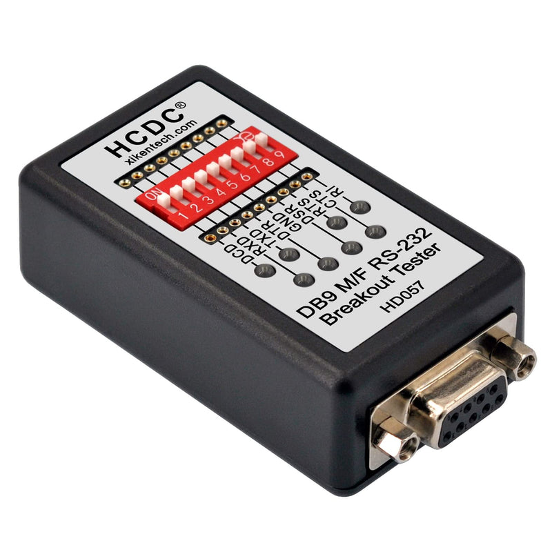 HCDC RS232 Breakout Tester LED Monitor, DB9 Male to Female Breakout Module, HD057
