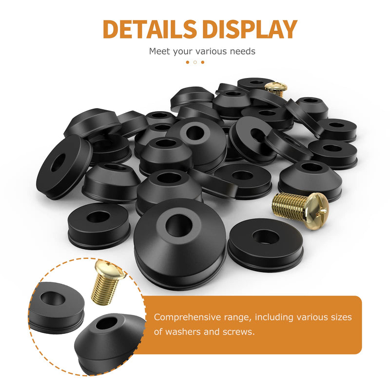 Faucet Washers, 58 Pack Flat and Beveled Washers Rubber Assortment Kit Replacements with Brass Bibb Screws Ullnosoo for Repairing Faucet Leak
