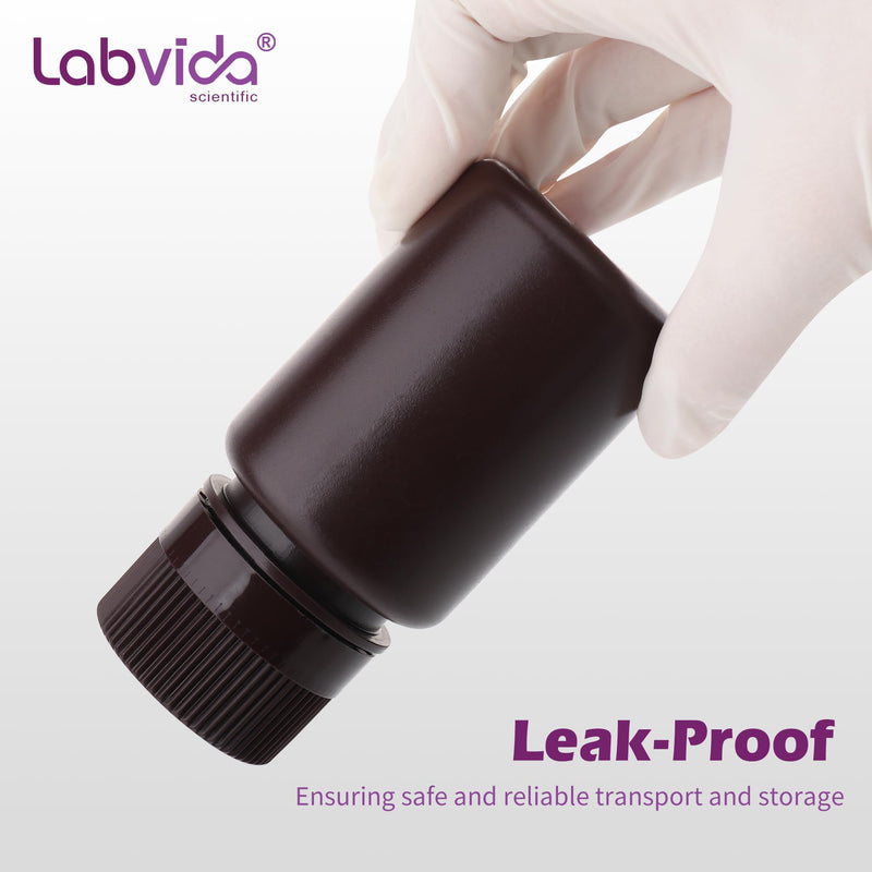 Amber Reagent Bottle HDPE Wide Mouth Round Plastic Bottles, 6 pcs of 250ml Sample Sealing Storage Container for Laboratories, Classrooms, or Storage at Home, LVAL003 Vol. 250ml, 6pcs