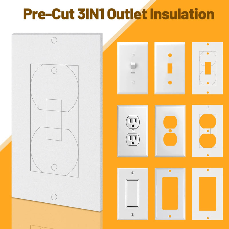 Outlet Insulators Draft Sealers, 30 Pack Electrical Outlet Insulation Pads, EVA Foam Gasket for Wall, Light, Switch Socket Cover Compatible with Duplex Toggle Rocker Wall Plate Openings