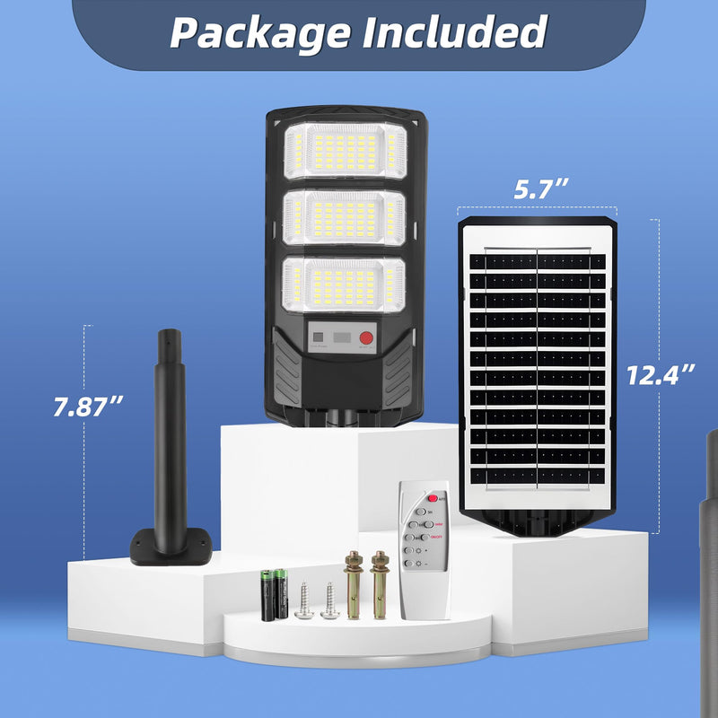 Solar Street Lights Outdoor 2 Pack, 6500K Solar Lights Outdoor Waterproof with Motion Sensor, Lamparas Luces Solares para Exteriores Dusk to Dawn Commercial Lighting for Yard Path 3H2P