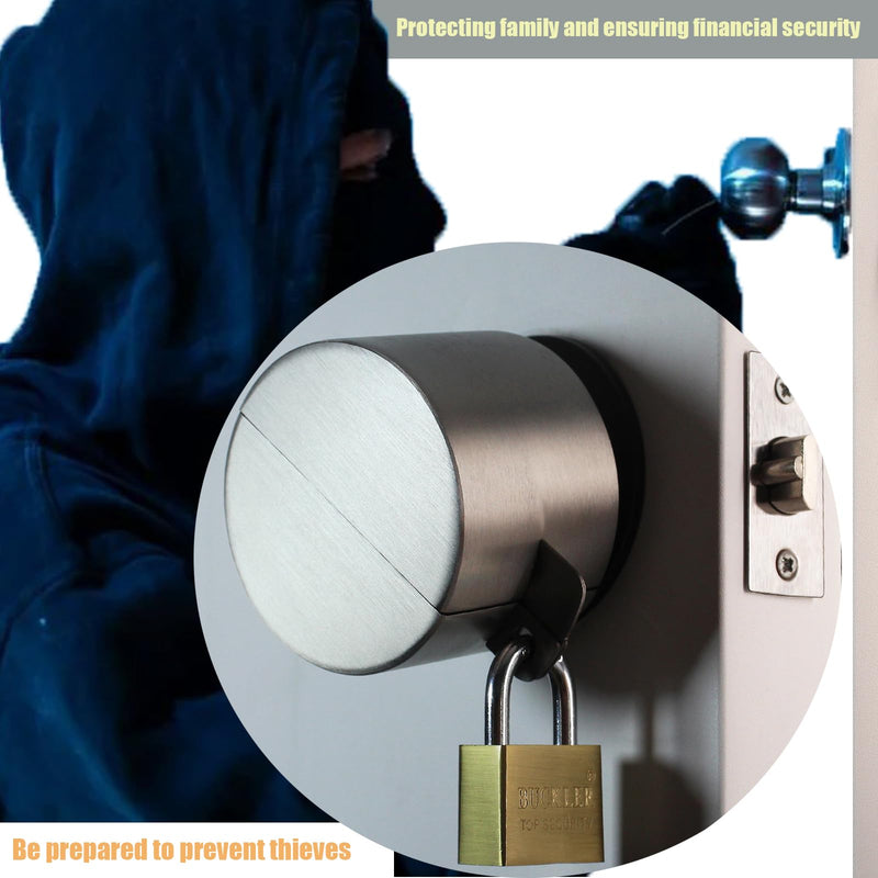 Door Knob Lock Cover & Door Knob Cover Lock – Dementia Safety Locks for Knob Lock & Door Padlock, Door Knob Lockout Device for Dementia Locks for Doors,Bright Silver Padlock Anti-Kickout Black