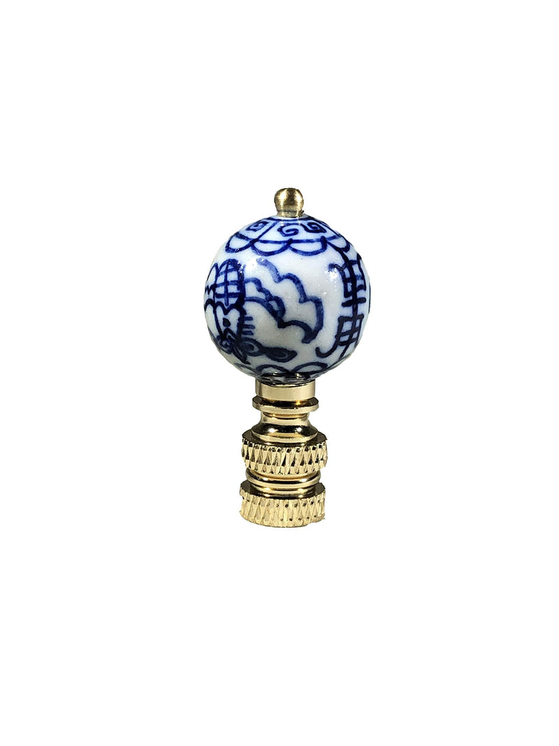 Royal Designs, Inc. Decorative Chinoiserie Blue and White Lamp Finials (Asian Motif - 2 Pk) Asian Motif - 2 Pk