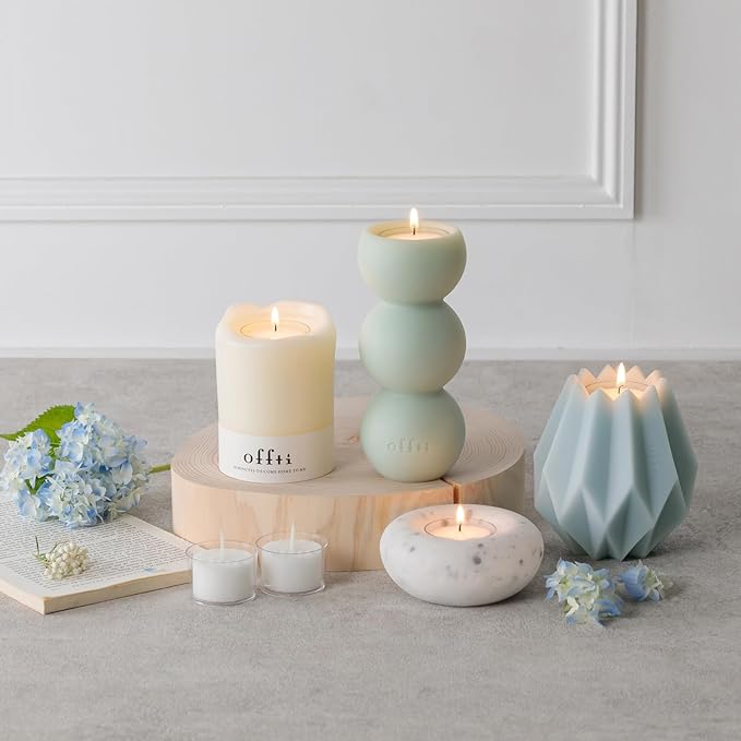 Offti Non-Melting Candles Candle Stand "Poin" (Monofflake), 4 Aroma Cup Candles, Citrus Cotton Scent, 1 Candle Holder - NewNest Australia