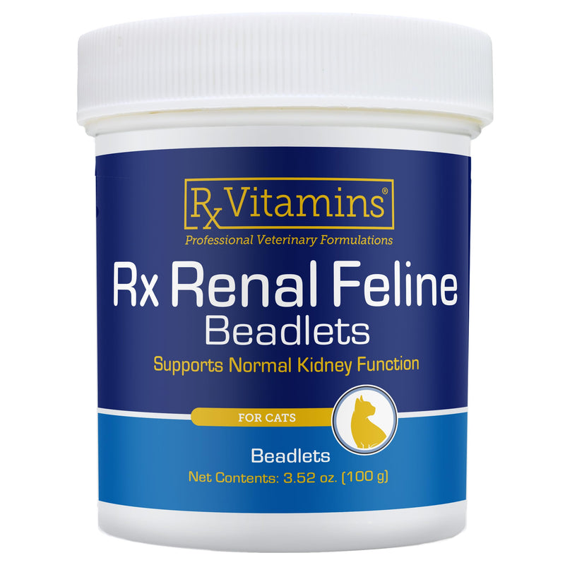 Rx Vitamins Renal Feline Beadlets - Cat Kidney Support with Astragalus Root and Milk Thistle for Cats - Supports Kidney and Immune Health in Cats - 3.52oz / 100g