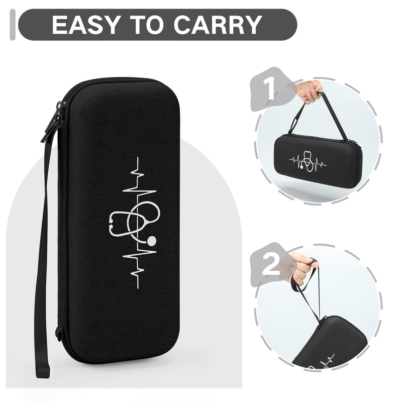 MOSLA Stethoscope Case fits 3M Littmann Classic III/Lightweight II S.E. Cardiology IV & Cardiology IV Stethoscope, Gift for Nurse, Carrying Storage Bag with Partition (Nylon Black) Nylon Black