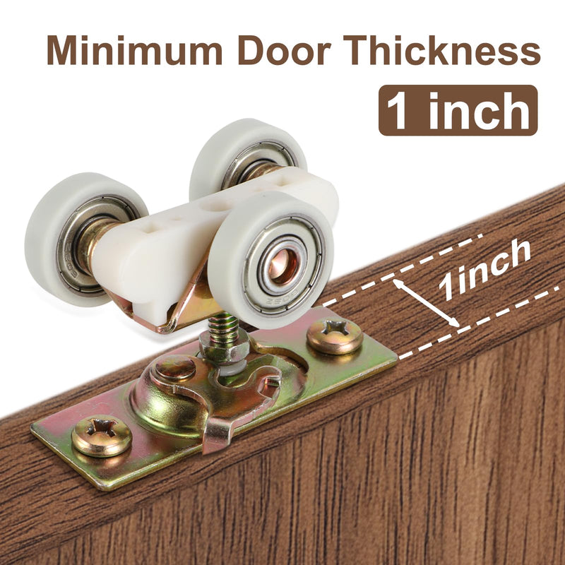 Pocket Door Commercial Grade Hanger Fits Johnson Part #1125 & Upgrades #1500 Hardware Kit, 1" Nylon Ball Bearing, 1-1/4" C.T.C, Min. 1" Thick Doors, 200lbs Capacity. Standard Rollers
