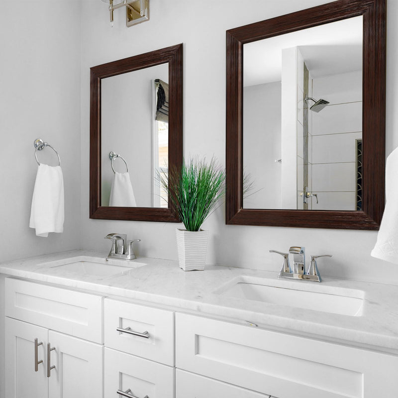 WADILE 32ft x 3.94" 3D Wood Grain Wallpaper Border Mirror Frame Removable Waterproof, Peel and Stick Wall Paper Border Decor Self Adhesive, Kitchen Bathroom Sticker, Red Brown 32.6 ft
