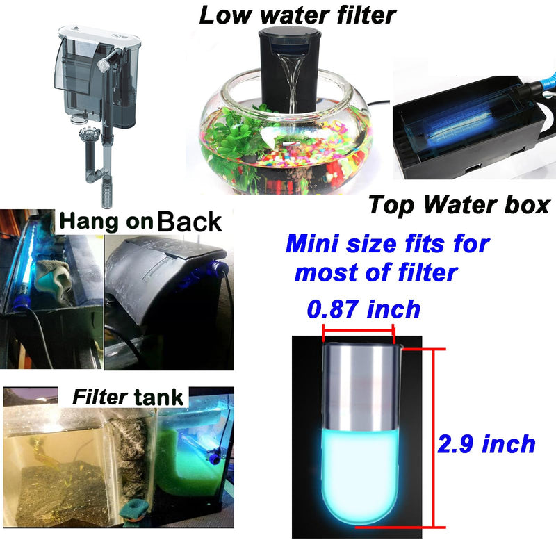 Aquarium UVC Clean Light Algae Clear Green Bloom Clean Fish Tank UVC Water Clean Lamp for Sump Pond Filter Tank (3W with Timer) 3W with Timer