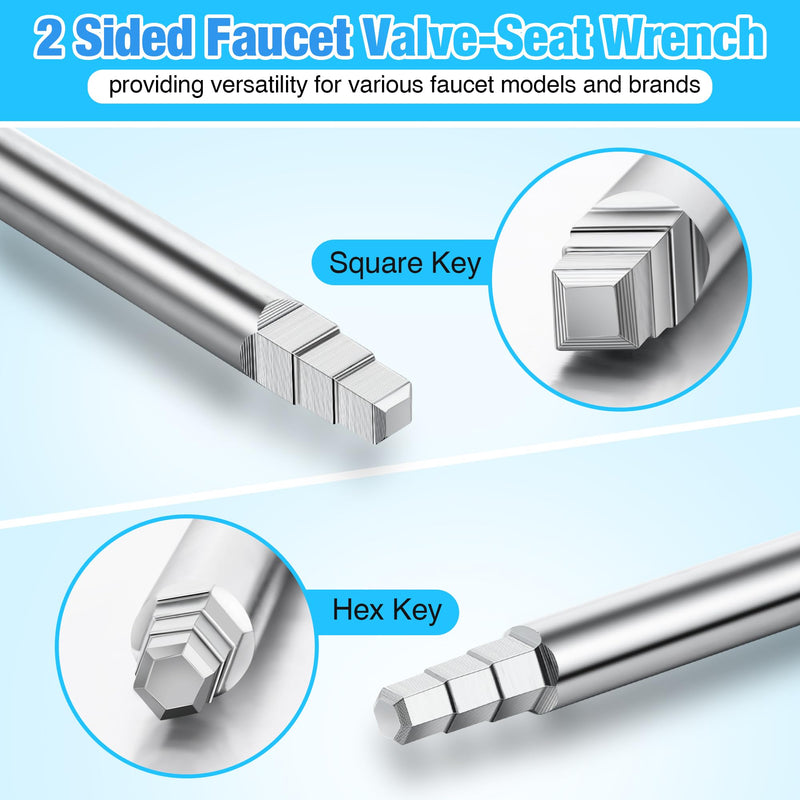 Enhon Faucet Seat Wrench, Compatible with Danco 80439 Faucet Removal Tool, For Use to Install Faucet Compression Seats, Hex or Square Steel Faucet Seats Tool, 2 Sided Wrench Configuration