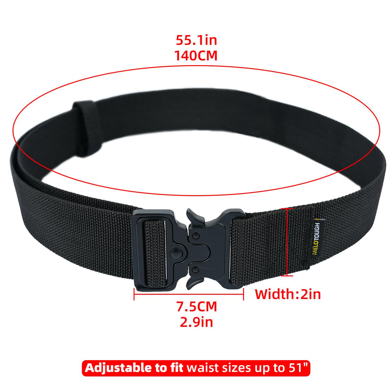 MELOTOUGH 2" Nylon Web Work Tool Belt for Men with Heavy Duty Quick Release Rugged Metal Buckle outdoor men's belt Tool Belts (Black) WB006-Black 2 inch