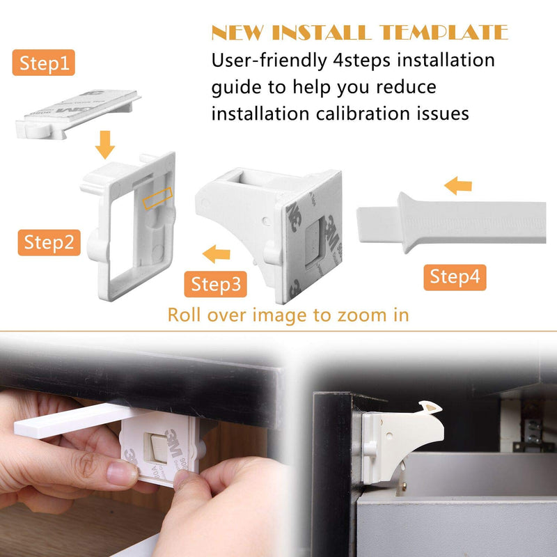 Vmaisi Adhesive Magnetic Cabinet Locks (12 Locks and 2 Keys) Standard 12.0