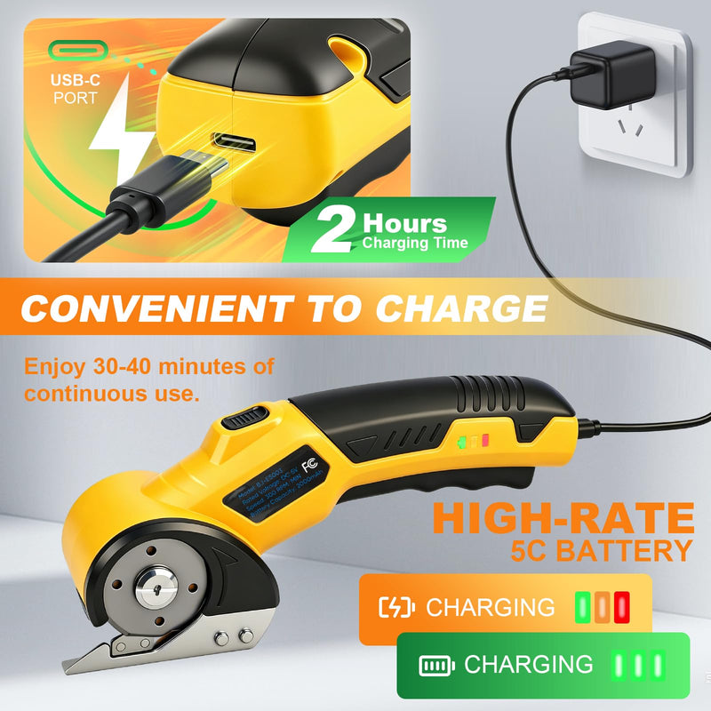 Cordless Electric Scissors, Cardboard Cutter 5V 2000mAh