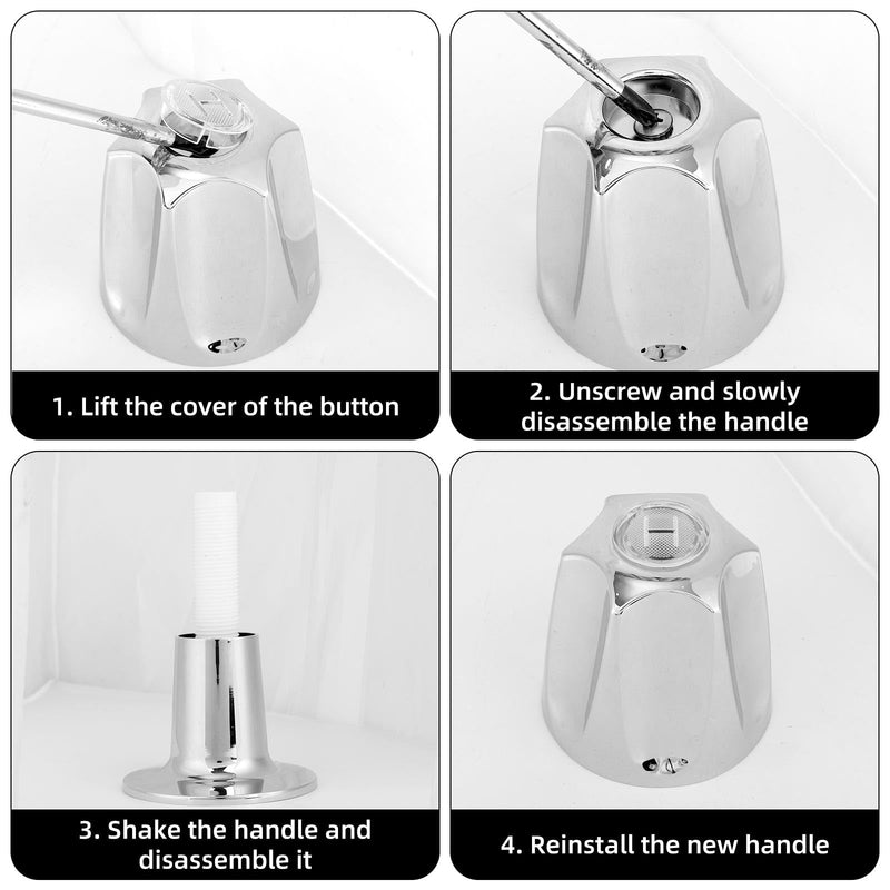 Shower Knobs Replacement Kit 2 Piece, Matte Shower Hot and Cold Tub Knobs Include Base Connectors Screws Bathtub Faucet Handle Remodel Trim Kit Compatible with Pfister Verve (Silver) Silver