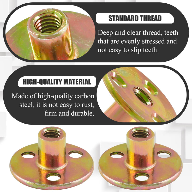 12pcs Round Base T-Nut, 5/16"-18 Carbon Steel Iron Plate Nut Screw-in T Nuts Flange Insert Female Thread Furniture Hardware Accessories