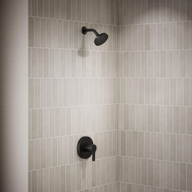 KOHLER TS35321-4G-BL, Elate Rite-Temp Shower Trim with Single Function 1.75 GPM Showerhead, Matte Black, Modern Shower Fixture, Water-Saving Design
