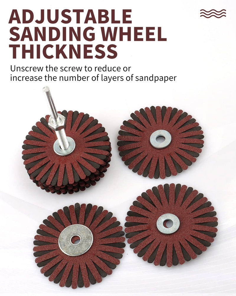 Rocaris 2 Pack Abrasive Flap Wheel -150# Nylon Sanding Wheel Brush Abrasive Grinding Head with 1/4 Inch Shank for Woodworking Root Carving Furniture Polishing and Removing of Rust/Corrosion/Paint. 2 Pcs(150#)