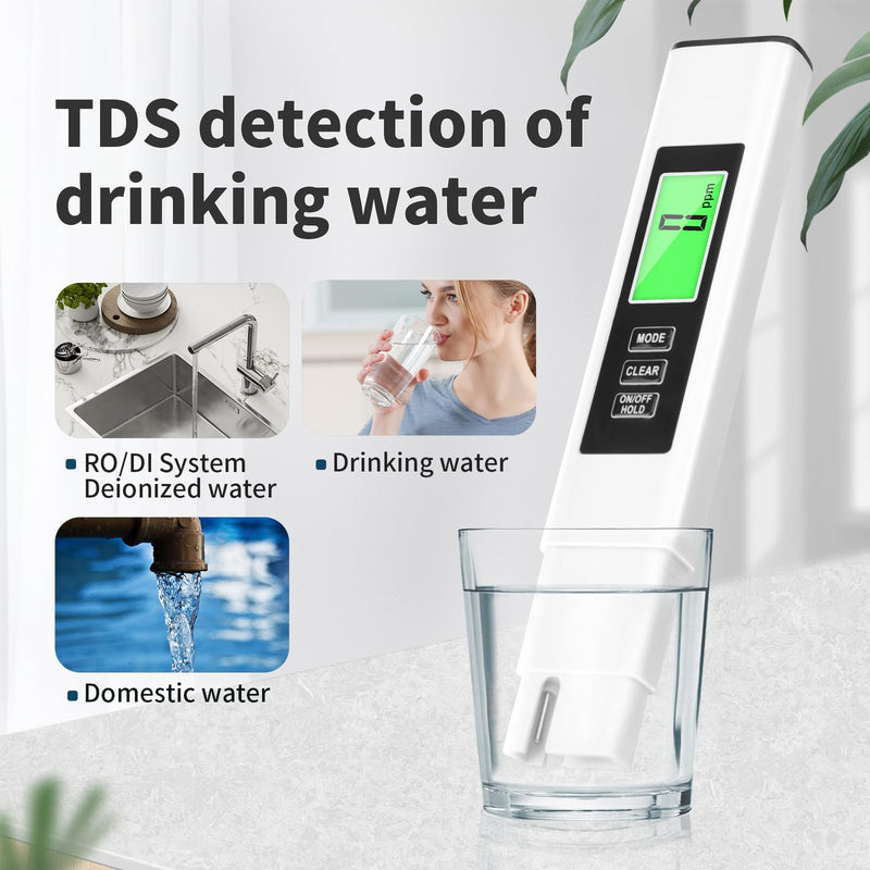 2025 New 4 in 1 TDS Meter, TDS Meter Digital Water Tester, Accurate and Reliable, Water Tester,TDS EC and Temperature (° C/° F) Meter, 0-990ppm, Used for Drinking Water and RO/DI Systems