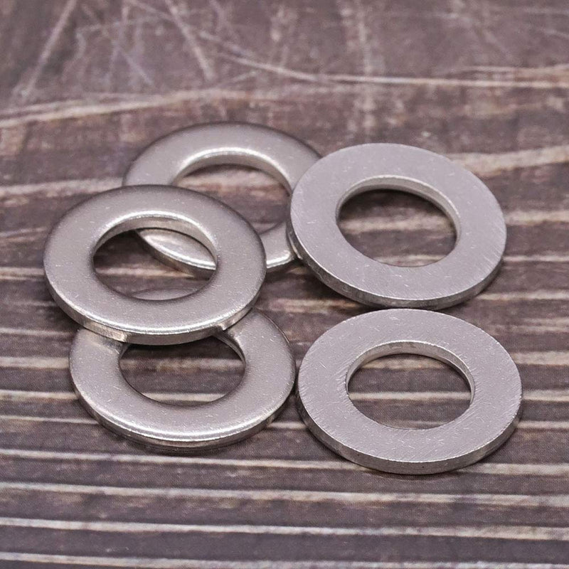 #6 Stainless Steel Flat Washer (0.16" ID, 0.39" OD), 304 Stainless Steel 18-8, Bright Finish, Pack of 100 6#