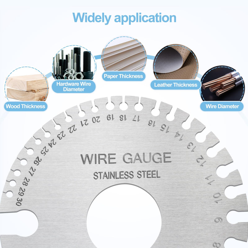 2Pcs Metal Gauge Thickness Tool, Wire Gauges Size for Welding, Highly Accurate Wire Gauge Measuring, Standard Dual-Sided Round Wire Sheet Gage and Thickness Gauge for Wire Welding