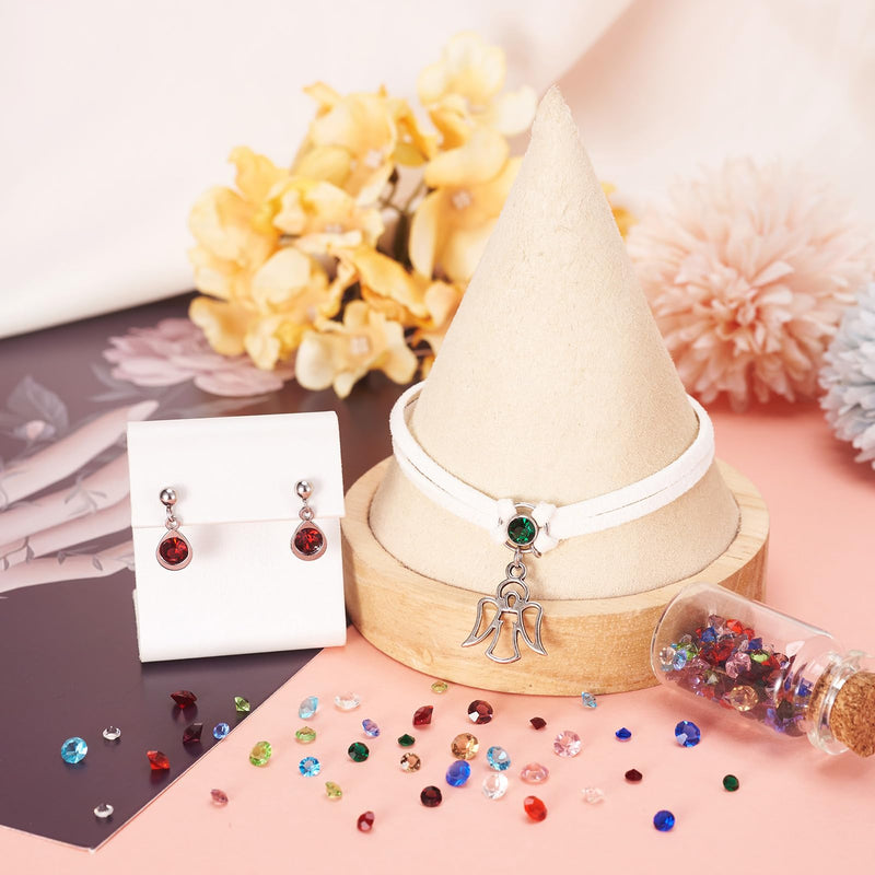 Cheriswelry 180pcs Glass Rhinestone Cabochons Mini Birthstone Gem Faceted Cabochon Pointed Back Diamond Shape Colorful Shiny No Hole Beads Charms for Pendant Earring Bracelets Necklaces Jewelry Making