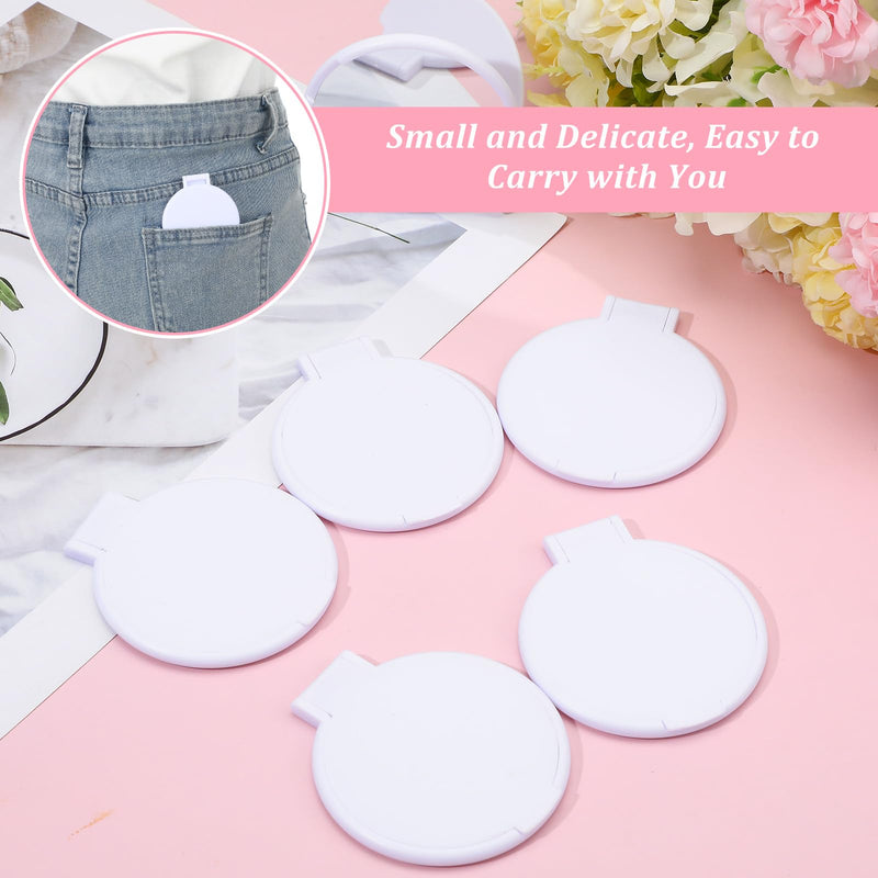 72 Pcs Mini Compact Mirrors Bulk, Portable Round Folding Makeup Mirror Set for Purse Travel Women Daily Use White