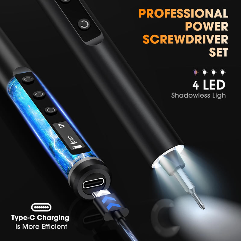 Mini Electric Screwdriver,Cordless Precision Small Screwdriver Set 50 Black