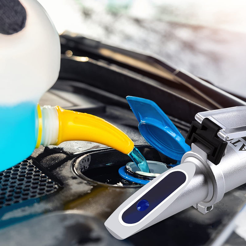 Antifreeze Tester Refractometer 4-in-1 Coolant Tester for Checking Freezing Point of Automobile Antifreeze Systems, Anti Freeze Tester Refractometer for Battery Acid, Ethylene Propylene Glycol Glycol Refractometer