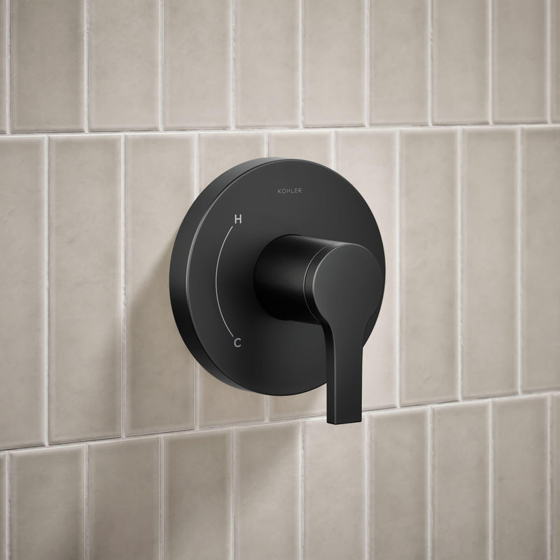 KOHLER TS35321-4G-BL, Elate Rite-Temp Shower Trim with Single Function 1.75 GPM Showerhead, Matte Black, Modern Shower Fixture, Water-Saving Design