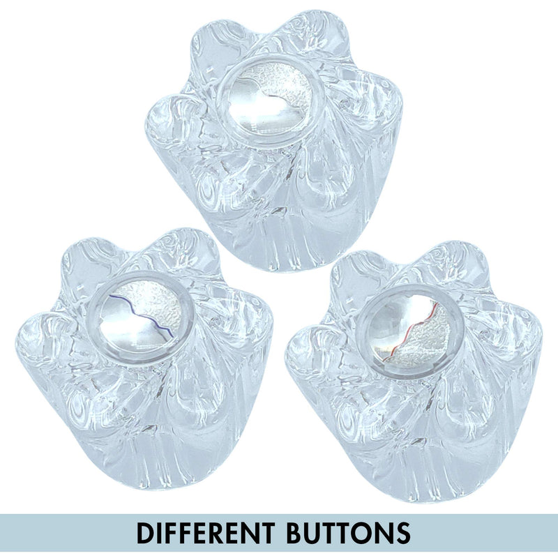 Tub and Shower 3 Piece Faucet Knob Set Compatible with Price Pfister Windsor, Clear Acrylic Replacement Handles for Hot, Cold and Diverter, 12 Spline Broach, Polished Finish