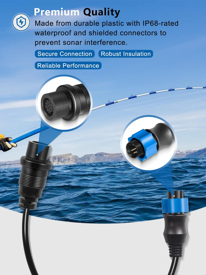 Replacement for 1852077 Dual Spectrum Chirp Adapter Cable/MKR-DSC-10 Compatible with Lowrance 7-Pin Transducer, HDS and Hook Series Fish Finders