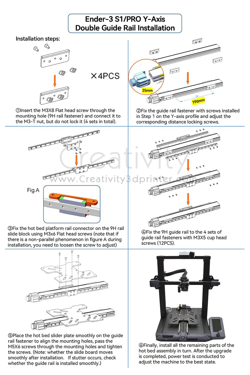 Generic Elves Upgrade Y axis Rail Ender 3 S1 Pro Y axis MGN9H Linear Rail Upgrade for Ender-3 S1 3D Printer