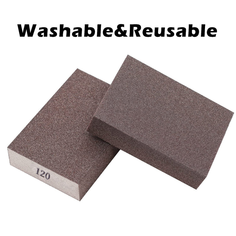 6Pcs Sanding Sponge 120 Grit Fine Blocks for Metal Sanding Wood Sanding Pot Brush Pan Brush Washable&Reusable N-G-001-120