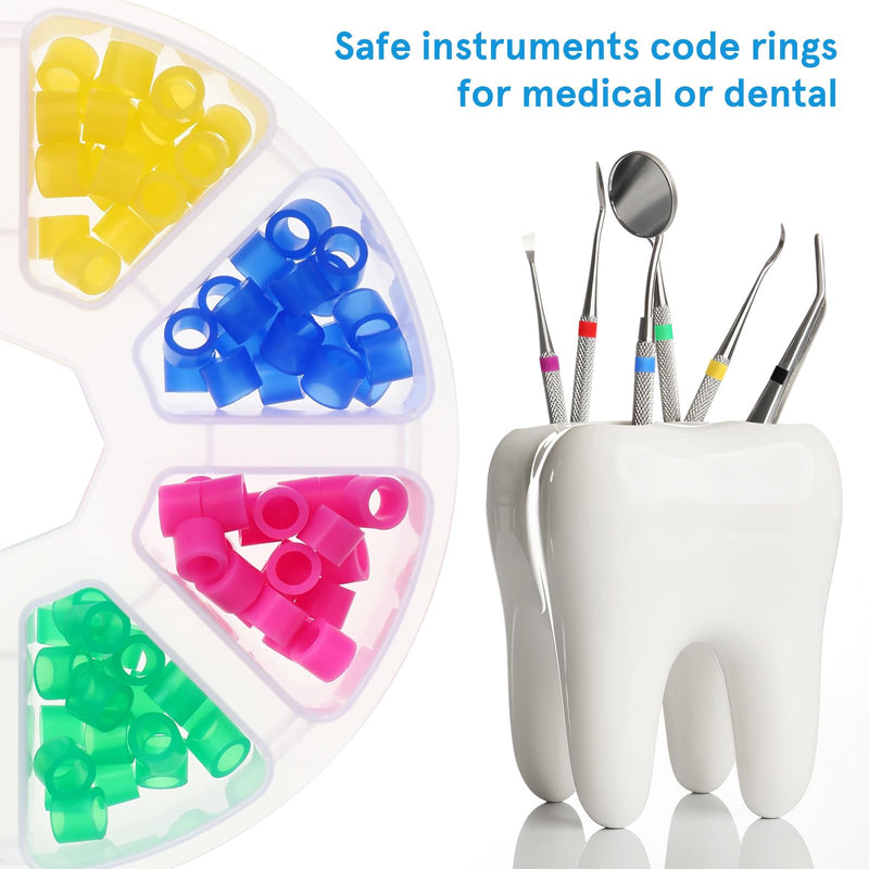 Healifty 160pcs Silicone Dental Code Rings Instrument Color Code Rings 4x6x5mm