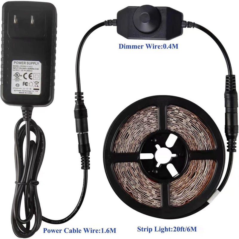 12 Volt 20ft Blue led Strip Lights, Non-Waterproof 360 LEDs Blue led Lights for Bedroom, Shops, Christmas, Halloween.