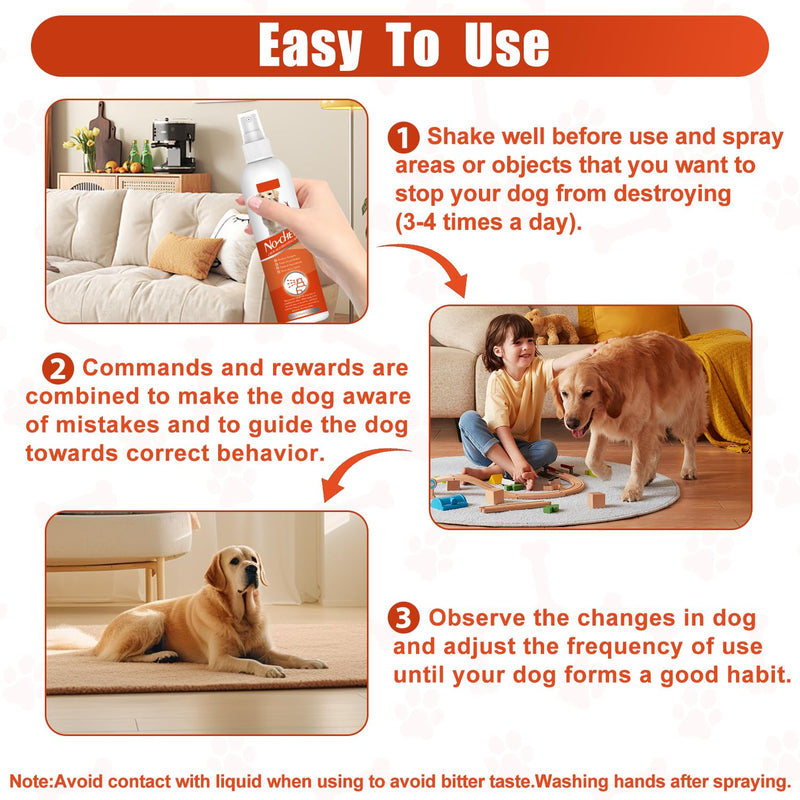 No Chew Spray for Dogs, 5.07 Oz Bitter Apple Spray for Dogs to Stop Chewing, Pet Deterrent Spray, Dog Anti Chew Spray for Furniture Protect, Prevent Dog Chewing Licking, No Bite & Marking White