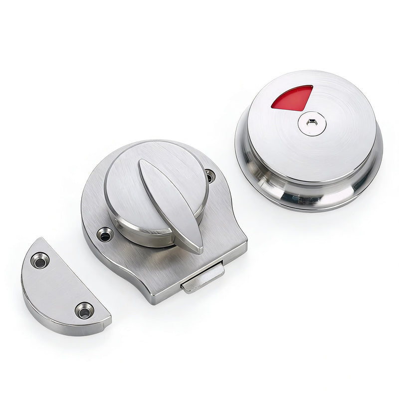 Stainless Steel Occupied/Vacant Bathroom Lock，Keyless Latch Indicator Lock - Easy Install Privacy Latch for Public & Commercial Restrooms（Silver ）