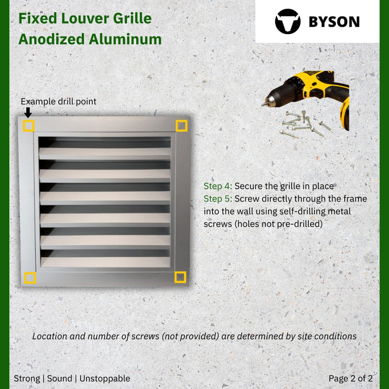 Byson 14"x 14" Aluminum Black Gable Vent - MaxShield Series Anodized Louvered Vent - Weatherproof Louver Air Vent Grille with Steel Mesh - HVAC, Attic, Container and Shed Vent 14x14 inches