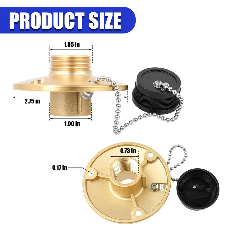 513120-1 Wash Down Water Outlet, 1/2" x 3/4" Complete With Watertight Black Plastic Cap and Stainless Steel Bead Chain, for Boats, Yachts, Campervans, Trailer Fuel Tanks etc Fresh Water Inlet ﻿