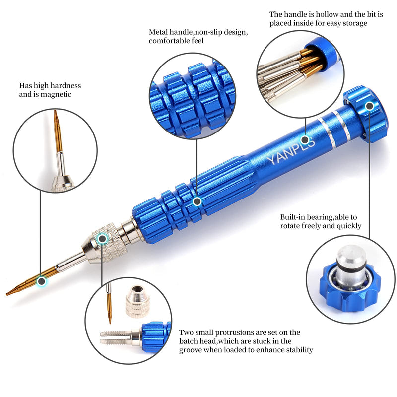 Small Watch Eyeglass Screwdriver Set， Micro Precision Eyeglass Repair Screwdriver Kit Small Screwdriver Set for Electronics、Sunglasses、Jewelry（blue） Blue