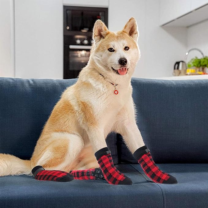 Anti-Licking Socks - Double Sided Anti Slip Dog Socks | Indoor Double Sided Pet Paw Protector, Dog Socks for Hardwood Floors, Adjustable Straps - NewNest Australia