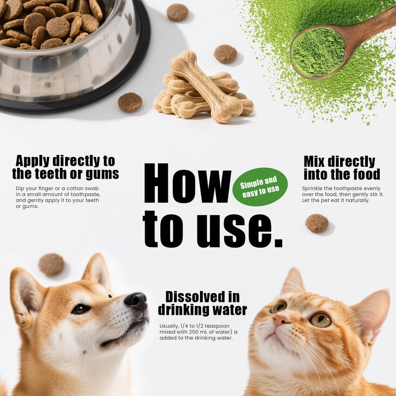 Dog Dental Powder - Dog Teeth Cleaning Powder for Removing Dental Plaque - Plaque & Bad Breath Off Powder with Probiotics & Brown Algae - Dental Care for Dogs & Cats - 90g 90 Grams